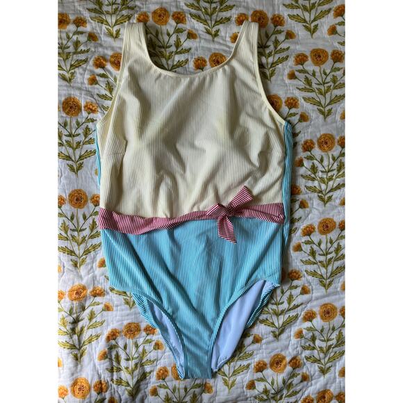 Lands' End Seersucker Striped Bathing Suit - Picture 6 of 10